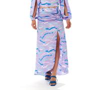 Liquorish Abstract Print Gathered Front Maxi Skirt In Purple Purple 12