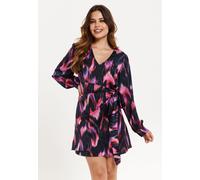 Liquorish Women's Abstract Print Mini Wrap Dress In Black | Size: 8 Liquorish Black 8