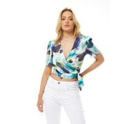 Liquorish Women's Abstract Print Wrap Top | Size: 10 Liquorish Multicolor 10