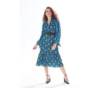 Liquorish Women's African Print Midi Dress Blue & Yellow | Size: 8 Liquorish Blue 8