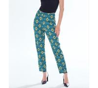 Liquorish Women's African Print Suit Trousers in Green, Yellow & Navy | Size: Small Liquorish Multicolor S