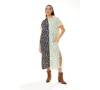 Liquorish Women's Animal Print Oversized Shirt Dress with Yellow Collar | Size: 14 Liquorish Multicolor 14