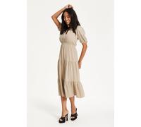 Liquorish Women's Beige Puff Sleeve Tiered Midi Dress | Size: 16 Liquorish Beige 16