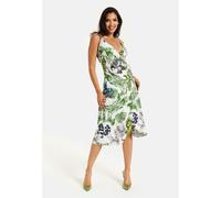 Liquorish Women's Bird & Floral Print Midi Wrap Dress | Size: 8 Liquorish Multicolor 8