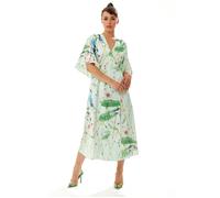 Liquorish Women's Bird Print Maxi Wrap Dress in Mint Green | Size: 12 Liquorish Green 12