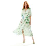 Liquorish Women's Bird Print Maxi Wrap Dress in Mint Green with Green Lace Details | Size: 8 Liquorish Green 8