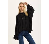 Liquorish Women's Black Boho Lace Detail Blouse Liquorish Black One Size
