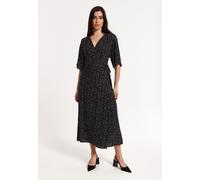 Liquorish Women's Black Polka Dot Kimono Wrap Maxi Dress | Size: 16 Liquorish Black 16