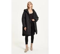 Liquorish Women's Black Quilted Oversized Hooded Coat | Size: S/M Liquorish Black S/M