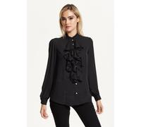 Liquorish Women's Black Ruffle Front Blouse | Size: 12 Liquorish Black 12