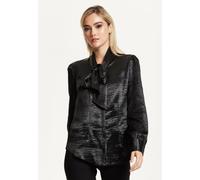 Liquorish Women's Black Satin Pussy-Bow Blouse | Size: 18 Liquorish Black 18