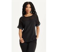 Liquorish Women's Black Sheer Sequin Trim Top | Size: 12 Liquorish Black 12