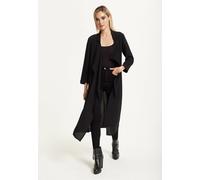 Liquorish Women's Black Waterfall Duster Coat | Size: 16 Liquorish Black 16