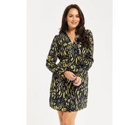 Liquorish Women's Black & Yellow Painterly Mini Dress | Size: 14 Liquorish Black 14