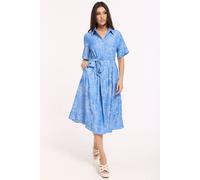 Liquorish Women's Blue Embroidered Midi Shirt Dress | Size: Large Liquorish Blue L