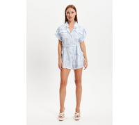 Liquorish Women's Blue Leaf Printed Playsuit | Size: 10 Liquorish Blue 10