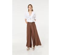 Liquorish Women's Brown Smocked Wide Leg Trousers Liquorish Brown One Size