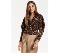 Liquorish Women's Brushed Knit Animal Print Top | Size: 12 Liquorish Multicolor 12