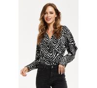 Liquorish Women's Brushed Knit Mono Zebra Print Top | Size: 14 Liquorish Multicolor 14