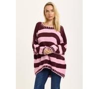 Liquorish Women's Burgundy Pink Stripe Wool Blend Jumper Liquorish Multicolor One Size