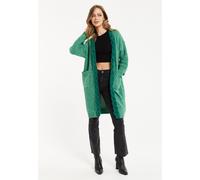 Liquorish Women's Chunky Knit Open-Front Green Cardigan with Cable Detailing | Size: Medium/Large Liquorish Green M/L