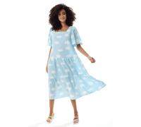 Liquorish Women's Cloud Print Midi Smock Dress in Blue | Size: 16 Liquorish Blue 16