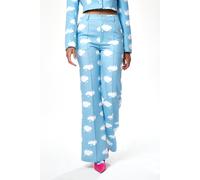 Liquorish Women's Cloud Print Suit Trousers in Blue | Size: 12 Liquorish Blue 12