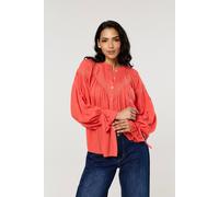 Liquorish Women's Coral Lace Detail Shirt | Size: Small Liquorish Coral S
