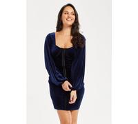 Liquorish Women's Corset Detail Mini Navy Velvet Dress | Size: 12 Liquorish Navy 12