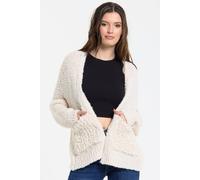 Liquorish Women's Cream Chunky Wool Blend Knit Cardigan Liquorish Cream One Size