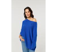 Liquorish Women's Dark Blue Off-Shoulder Relaxed Knit Jumper Liquorish Dark Blue One Size