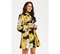 Liquorish Women's Earth Tone Floral Print Mini Dress in Yellow | Size: 14 Liquorish Yellow 14