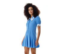Liquorish Women's Fitted Mini Dress with Lace Details on Collar & Sleeves in Turquoise in Blue | Size: 10 Liquorish Blue 10