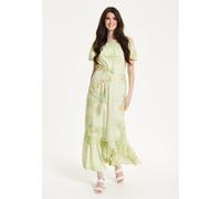 Liquorish Women's Floral & Bird Print Off-Shoulder Maxi Dress in Sage Green | Size: 8 Liquorish Green 8
