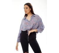 Liquorish Women's Floral Print Crop Shirt in Lilac in Purple | Size: Small Liquorish Purple S