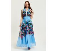 Liquorish Women's Floral Print Deep V Neck Multiway Maxi Dress in Blue | Size: 10 Liquorish Blue 10