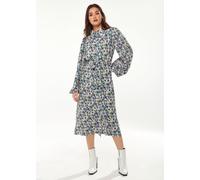 Liquorish Women's Floral Print Dress With Peter Pan Collar in Grey | Size: 14 Liquorish Grey 14