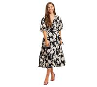 Liquorish Women's Floral Print Midi Wrap Dress With Kimono Sleeves | Size: 12 Liquorish Multicolor 12
