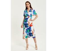 Liquorish Women's Floral Print White Based Midi Wrap Dress | Size: 14 Liquorish Multicolor 14