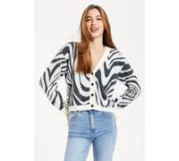 Liquorish Women's Fluffy Black & White Cardigan | Size: Small Liquorish Black S