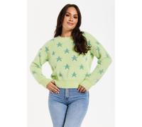 Liquorish Women's Fluffy Grey Star Pattern Jumper In Lilac in Green | Size: Large Liquorish Green L