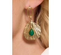 Liquorish Women's Golden Shell Emerald Drop Earrings in Gold Liquorish Gold One Size