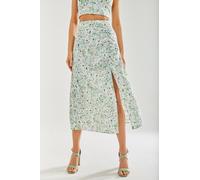 Liquorish Women's Green Floral Midi Skirt | Size: 12 Liquorish Green 12