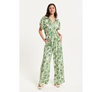 Liquorish Women's Green Leaf Printed Jumpsuit | Size: 10 Liquorish Multicolor 10
