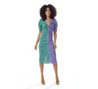 Liquorish Women's Green & Purple Abstract Print Knot Front Midi Dress | Size: 8 Liquorish Multicolor 8