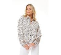 Liquorish Women's Heart Print Shirt in Cream in White | Size: 14 Liquorish White 14