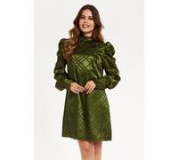 Liquorish Women's Khaki Check Jacquard Mini Dress in Green | Size: 8 Liquorish Green 8