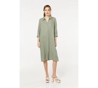 Liquorish Women's Khaki Linen Blend Midi Dress | Size: Medium/Large Liquorish Khaki M/L