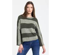 Liquorish Women's Khaki Sage Stripe Wool Blend Jumper Liquorish Khaki One Size