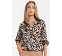 Liquorish Women's Leopard Print Satin Shirt | Size: 14 Liquorish Multicolor 14